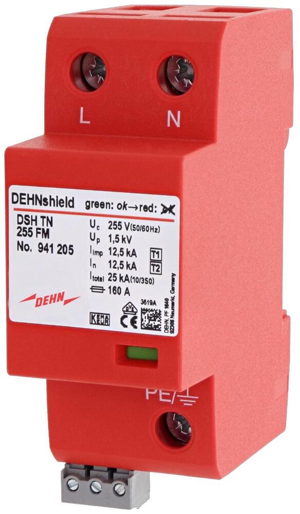 DEHN DSH TN 255 FM Parafoudre combiné DEHNshield Type 1+2 Pour Monophasé - 941205