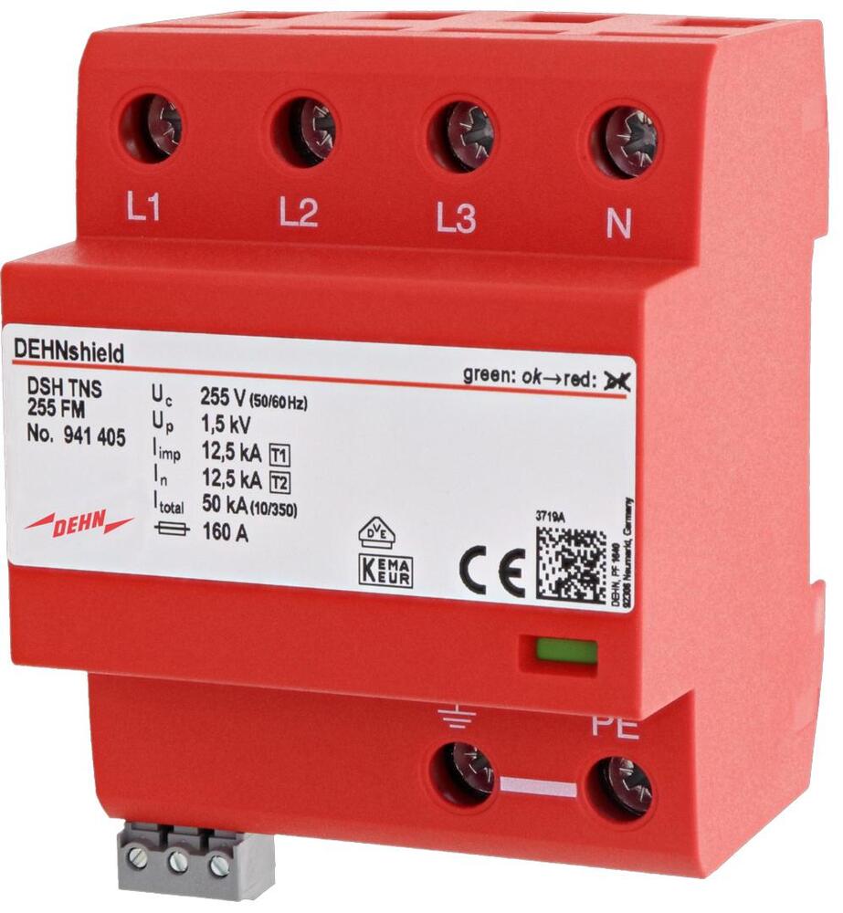 Dehn DSH TNS 255 FM Parafoudre combiné type 1+2 pour triphasé TN-S - 941405