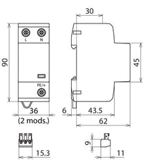 Dehn DSH B Type 1+2 Combined Arrester For Single Phase TT - 941116