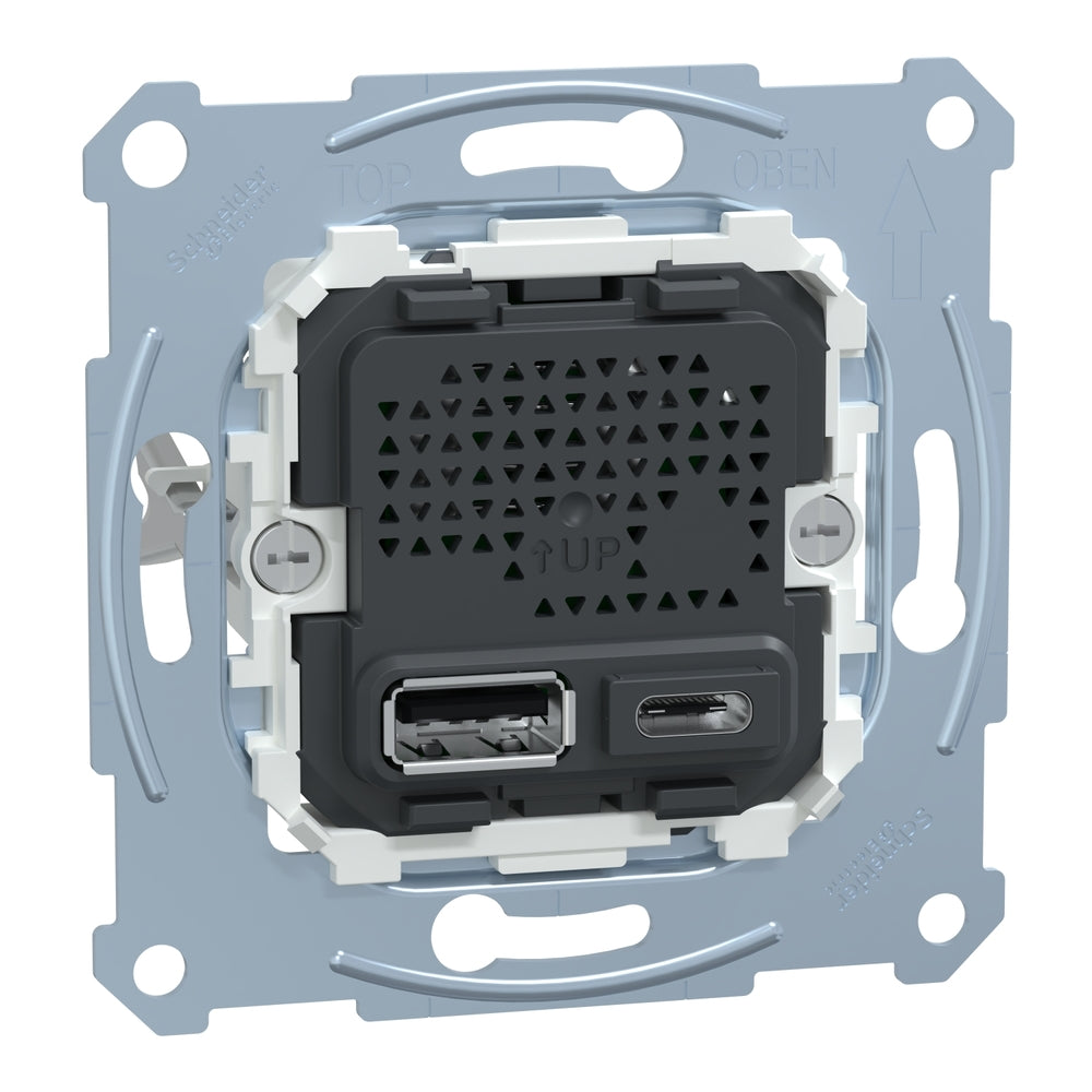 Schneider Electric Merten Double USB Charger Insert 2.4A Type A+C - MTN4366-0110