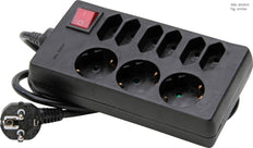 Kopp Switched Socket Outlet 9-Way Black Grounded - 129805005 [10 Pieces]