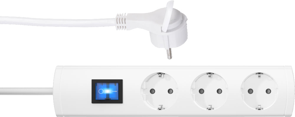Kopp Universal Plus 3-Way White Switch Socket With Cord - 233302018 [4 Pieces]