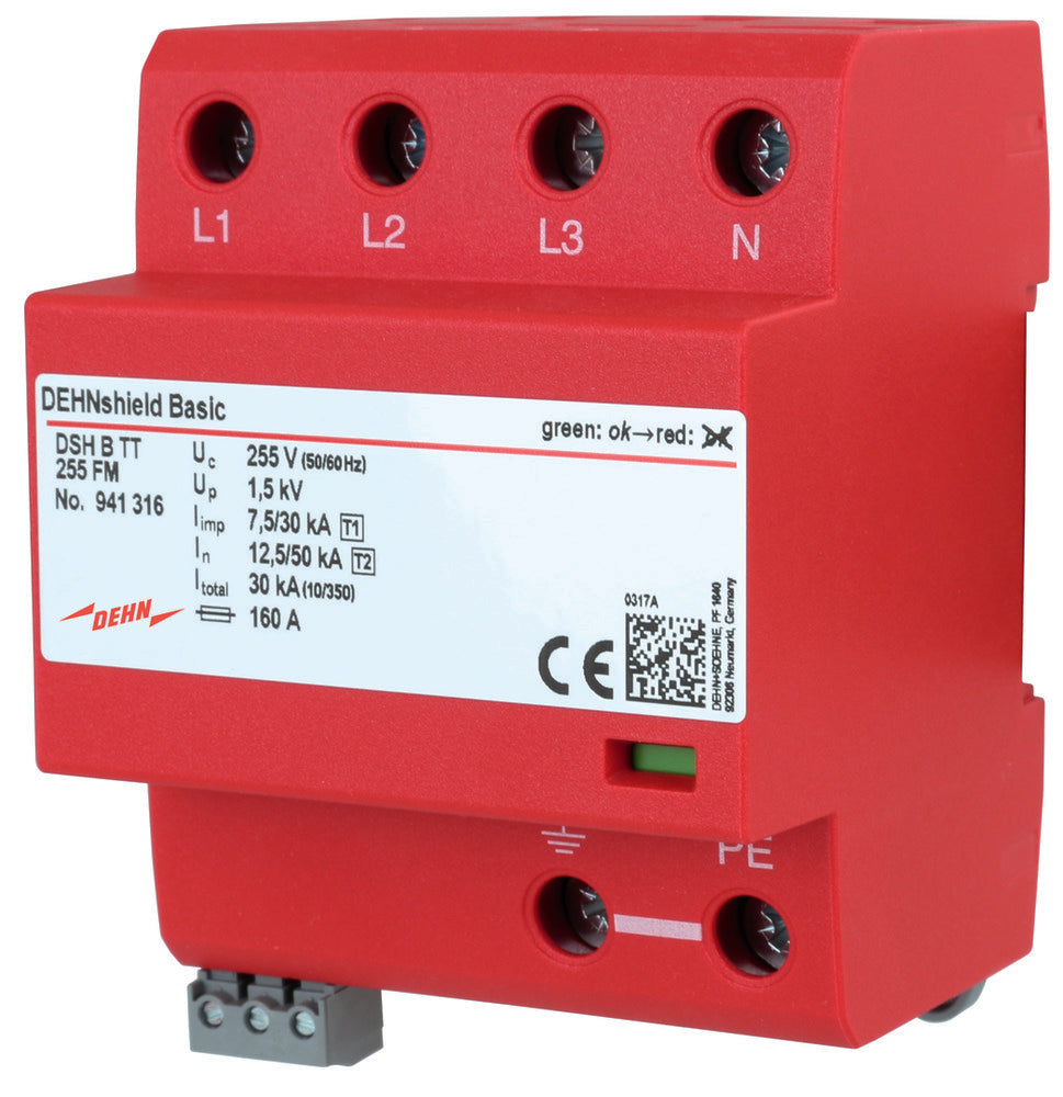 DEHN DSH B TT 255 FM Three-Phase Type 1+2 Combined Arrester - 941316