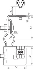 Dehn Al/StSt Support de conducteur de toit pour toits en fer-blanc Perle Rd 20mm - 223041