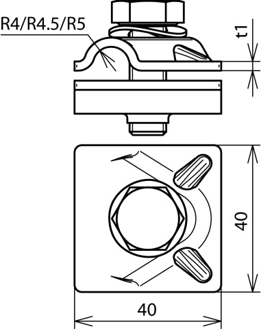 Dehn MV Clamp Cu avec vis hexagonale et rondelle élastique - 390557