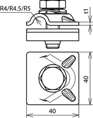 Dehn MV Clamp Cu avec vis hexagonale et rondelle élastique - 390557