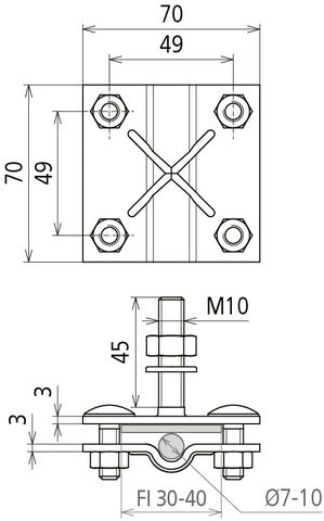 Dehn Connect Clamp pour point de mise à la terre fixe M10 pour Rd 7-10 - 478141