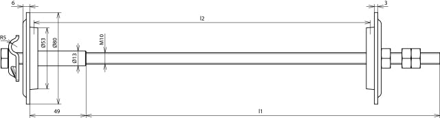Manchon électrique mural Dehn Earth 500-700mm avec filetage M10 - 478450