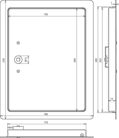 Porte d'inspection Dehn avec clé carrée 230x180mm - 476001