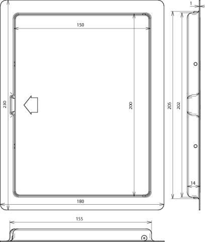 Porte d'inspection Dehn avec serrure à déclic 230X180mm St/Tzn - 476100