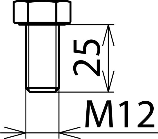 Dehn Hexagon Bolt DIN 933 M12x25mm Stainless Steel - 561925 [5 pieces]