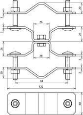 Dehn Collier de fixation pour tuyaux DEHNiso Combi D48-60mm D50mm V2A - 105354