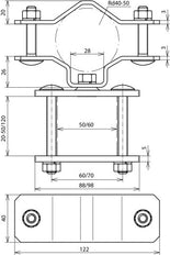 Collier de serrage en acier inoxydable Dehn pour tubes D50mm et profilés D50x50mm - 105356