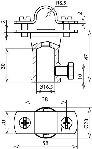 Support de canne à pêche en acier inoxydable avec douille de fixation Accessoire - 106129