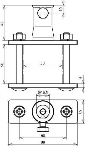 Dehn Railing Clamp For Dehniso Combi With 16mm Bush - 106312