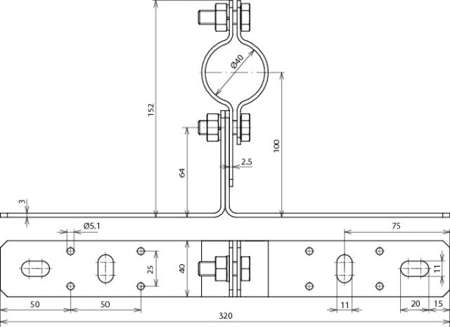 Dehn WB D40 WA V2A Mounting Bracket With Cleat For Pipes - 105140
