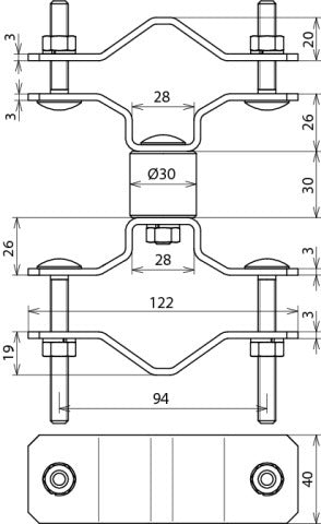 Dehn BSC D40 D45.65 V2A Collier de fixation pour tuyaux avec entretoise - 105161