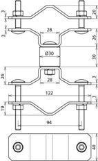 Dehn BSC D40 D45.65 V2A Collier de fixation pour tuyaux avec entretoise - 105161
