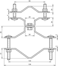 Dehn Railing Clamp D 70-90mm for Pipes D-50mm DEHNiso Combi - 105355