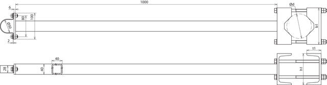 DEHN Entretoise 1000mm Support Combi pour Tubes et Mâts - 105364