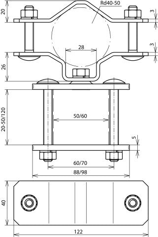 Dehn BS D40.50 4K60.120 V2A Collier de fixation pour constructions - 105376