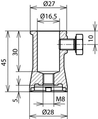 Douille de montage Dehn avec trou pour vis de blocage 16.2mm ZDC - 106126