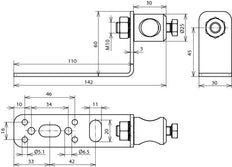 Dehn Support de montage 90 degrés StSt avec boulon de serrage Al D 16mm - 106311