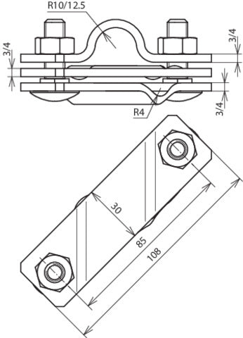 Dehn V4A Stainless Steel 20mm Connection Bracket Kit - 620915