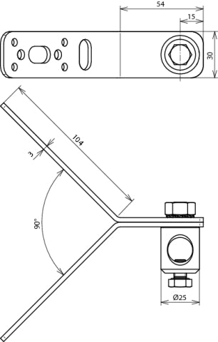 Dehn StSt Support de montage en Y à 90 degrés avec boulon de serrage - 106316