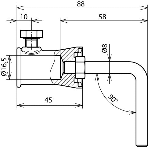Adaptateur de fixation à 90 degrés en acier inoxydable Dehn avec douille - 106341