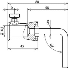 Adaptateur de fixation à 90 degrés en acier inoxydable Dehn avec douille - 106341