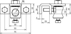 Terminal Dehn pour profilés 3-18mm avec boulon de serrage Al - 106319