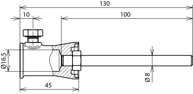 Dehn Fixing Adapter D 16mm Straight ZDC/StSt For Dehniso - 106340
