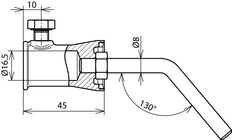 Dehn Adaptateur de fixation 130 degrés en acier inoxydable avec douille - 106342