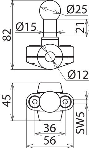 Fixed Ball Point D 25mm Clamp Type A For Round Conductors 12mm - 725012