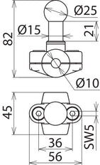 Dehn Fixed Ball Point D25mm - Clamp Type A Pour Conducteurs Ronds 10mm - 725010