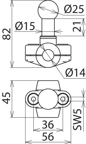 DEH KFP 25 RL 14 Pointe à bille fixe D 25mm Clamp Type A - 725014