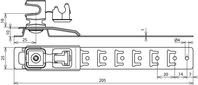 Dehn Roof Conductor Holder Unisnap Stainless Steel Plastic H16mm Rd 8mm - 204089