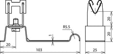 Support de conducteur de toit Dehn H20 L103 Rd 8mm avec support - 206349