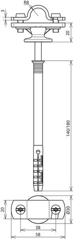 Support de canne à pêche avec bride pour canne de 16 mm avec cheville de 180 mm - 273731