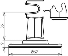 Dehn Support de conducteur de toit H 36mm Gris Avec Tampon Adhésif D 67mm - 297110