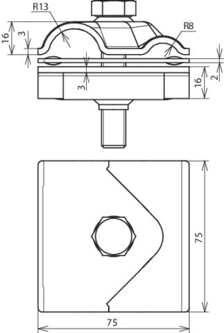 Dehn Maxi MV Clamp With M12x65mm Screw For RD 8-16 15-25mm - 308041