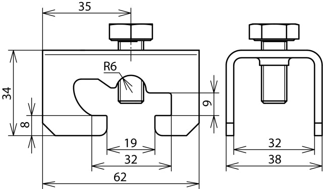 Dehn Connecting Clamp For Fl 30/Rd 10mm Cross and Parallel Connection - 308129