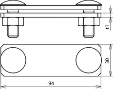 Dehn SV Clamp StSt V4A FL30 Avec Vis et Ecrous M10 - 308239
