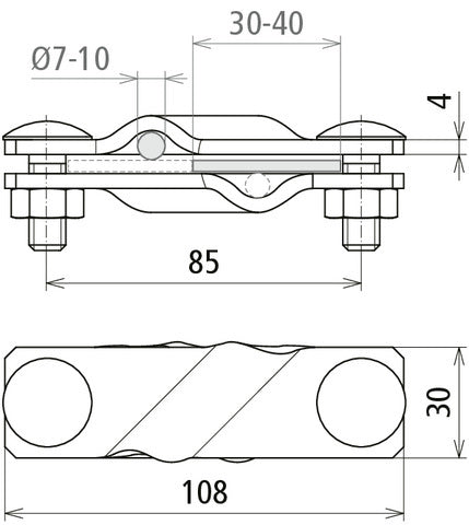 Dehn SV Clamp ST TZN For RD 7-10 FL 40 MM Mounting Accessories - 308320