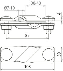 Dehn SV Clamp ST TZN For RD 7-10 FL 40 MM Mounting Accessories - 308320