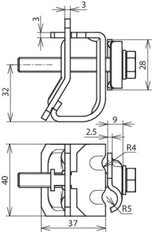 Pince pour gouttière à double taquet pour perles 16-22mm Rd 8-10mm - 339110 [2 pièces]
