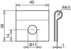 Patin de serrage Dehn Avec Alésage D 11mm Pour Rd 8mm - 345008 [5 pièces]