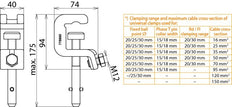 Dehn Universal Clamp UK 30 SQ pour conducteurs de 25/30mm - 773330