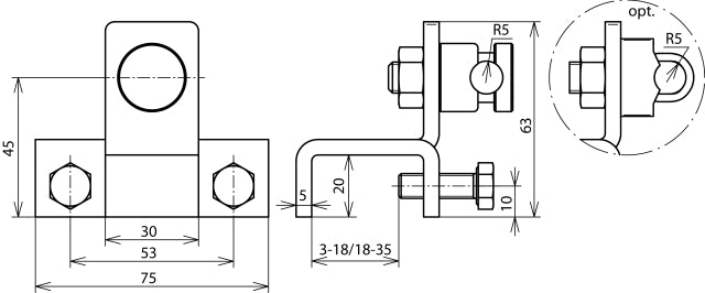 Terminal vertical Dehn pour profilés 18-35mm avec connecteur KS - 372150